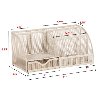 Staples 7-Compartment Metal Mesh Desk Organizer, Warm White (ST63827)