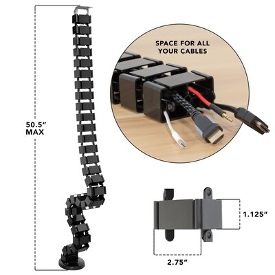 Mount-It! ABS Plastic Cable Organizer System, 50.5", Black (MI-7280)