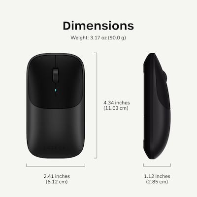 Satechi Slim EX Wireless Ambidextrous USB-C Mouse, Space Black (ST-MEXC)