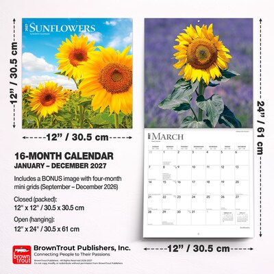 2027 BrownTrout Sunflowers 12" x 12" Monthly Wall Calendar (9798330711352)