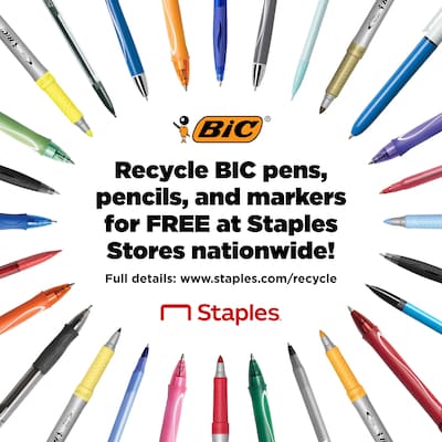 BIC Round Stic Xtra Life Ballpoint Pen, Medium Point, Black Ink, 144/Pack (GSM144AZ-BLK)