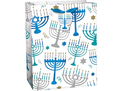 Amscan Hanukkah Menorah Gift Bag, Multicolor, 12/Pack (160525)