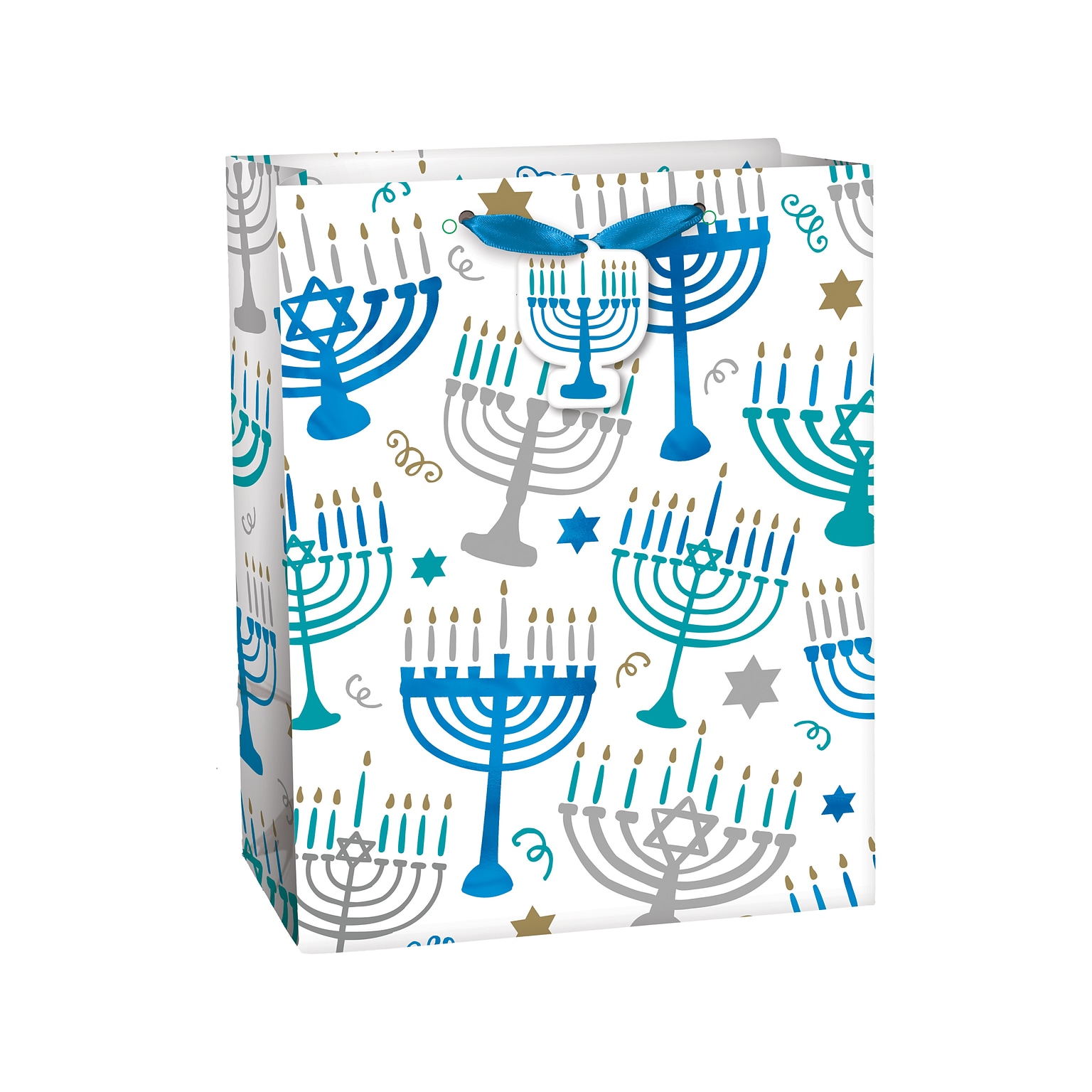 Amscan Hanukkah Menorah Gift Bag, Multicolor, 12/Pack (160525)