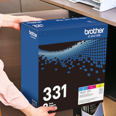 Brother TN-331 Cyan/Magenta/Yellow Standard Yield Toner Cartridge, Up to 1,500 Pages, 3/Pack   (TN3313PK)