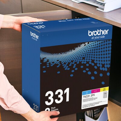 Brother TN-331 Cyan/Magenta/Yellow Standard Yield Toner Cartridge, Up to 1,500 Pages, 3/Pack   (TN3313PK)