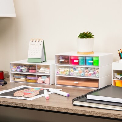 Mind Reader 11-Compartment Plastic Desk Organizer, White (ORG-WHT)