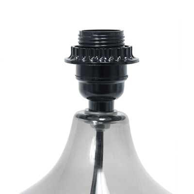 Simple Designs Glass Raindrop Table Lamp Fabric Shade, Smoke Gray with White Shade (LT2063-SMW)