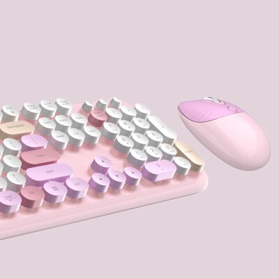 SaharaCase Wireless Ergonomic Keyboard and Mouse Combo, Pink (KB10)