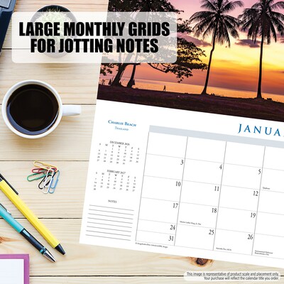 2027 Willow Creek Beaches 15" x 6.5" Monthly Wall Calendar, Assorted Colors (64504)