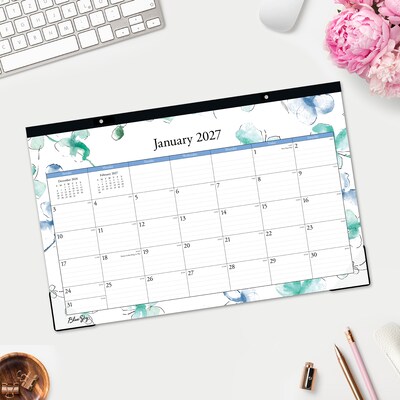 2027 Blue Sky Lindley 17" x 11" Monthly Desk Pad Calendar, Blue/White(100024-27)