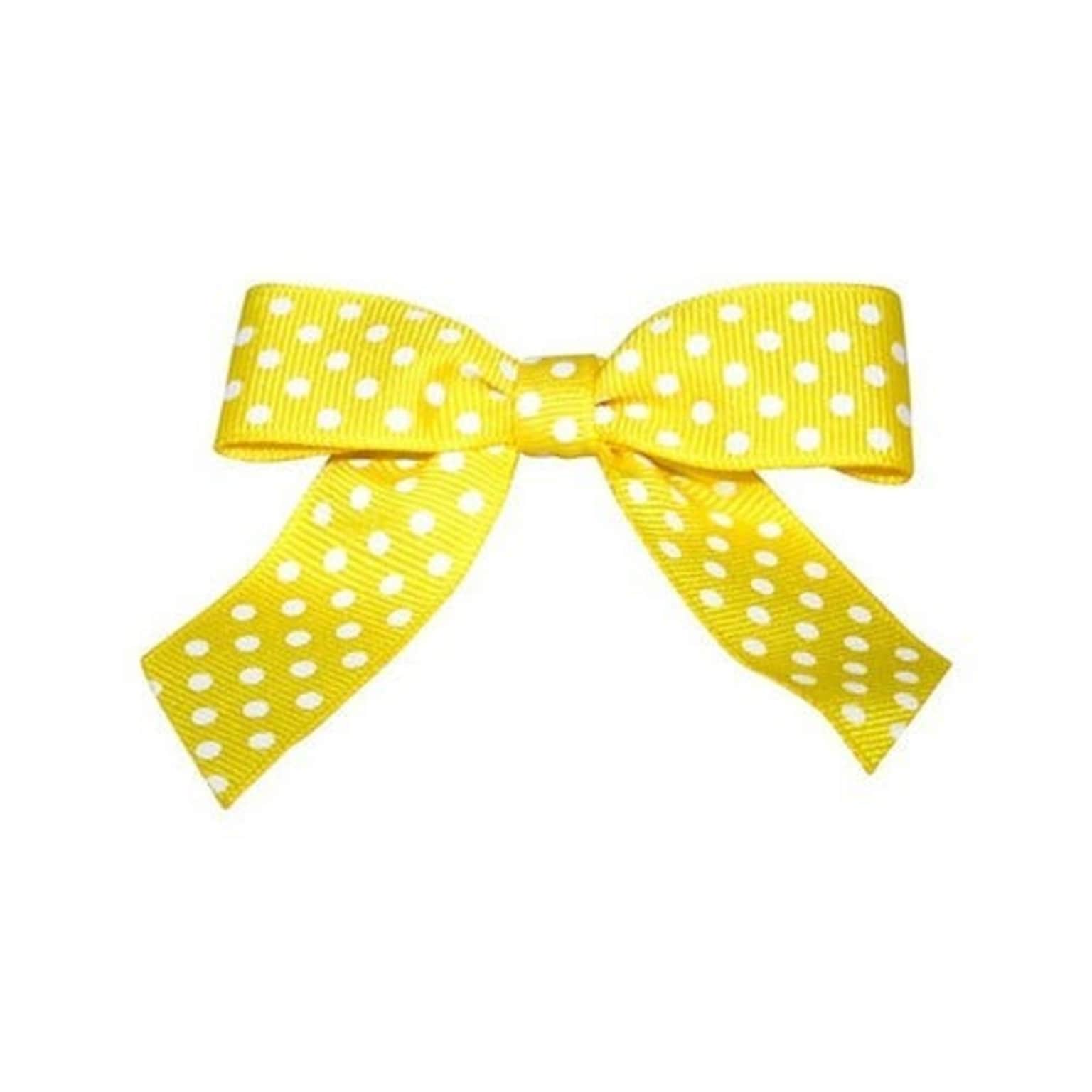 JAM Paper Grosgrain Bows, Yellow with White Polka Dots, 100/Pack (52640349351)