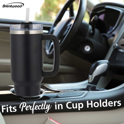 Brentwood Geojug Stainless Steel Double Walled Tumbler Cup, 40 oz., Black (CMB-1200BK)