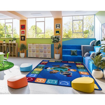 Joy Carpets Peaceful Readers Nylon 5'4" x 7'8" Machine Tufted Rug, Multicolored (2001C)
