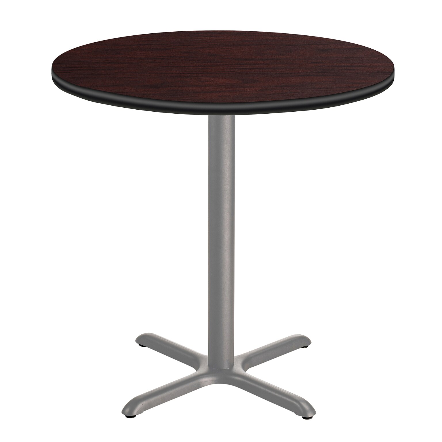 NPS CT Series 36 Round 36 Height Cafe Table, X Base, Grey Frame/Mahogany Top (CTG13636XCPBTMMY)
