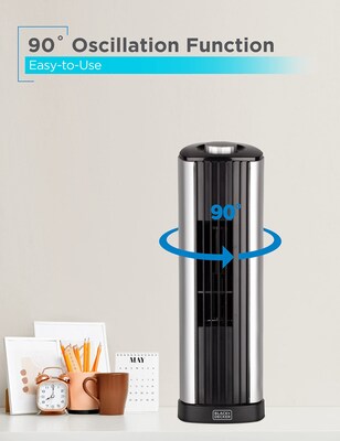 Black & Decker 14" Oscillating Tower Fan, 3-Speed, Black (BFT114)