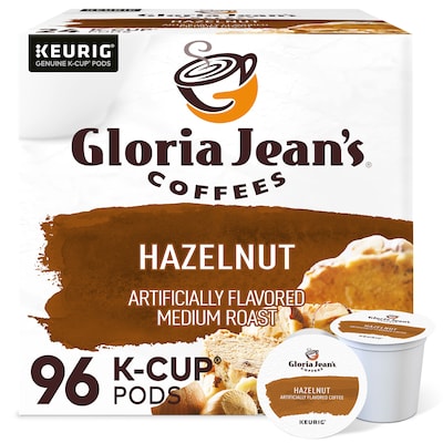 Gloria Jeans Coffees Hazelnut Coffee, Keurig K-Cup Pod, Medium Roast, 96/Carton (60051-052CT)