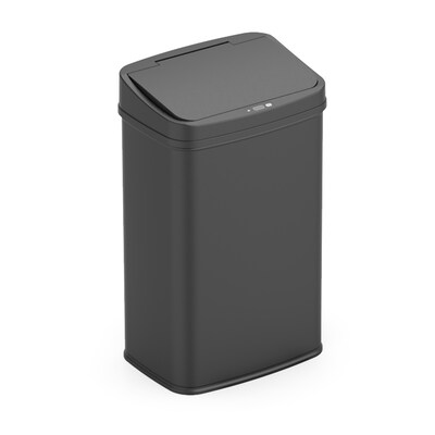 Nine Stars Stainless Steel Motion Sensor Trash Can, 13.2 Gallon, Black (DZT-50-28BSS)