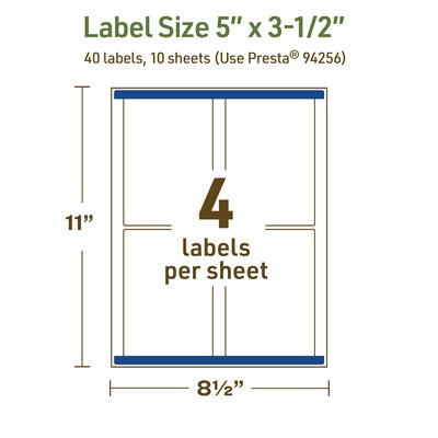 Avery Dissolvable Rectangle Multipurpose Labels, 5" x 3.5", Off-white, 40/Pack (94256)