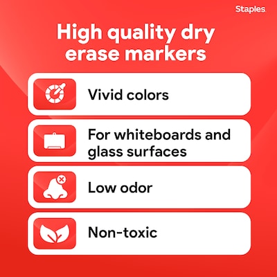 Staples Remarx Dry Erase Marker, Chisel Tip, Assorted, 36/Pack (ST62935)