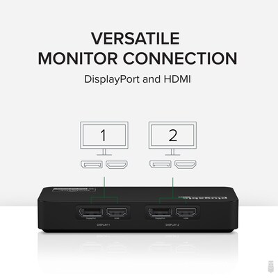 Plugable 4K USB 3.0 & USB-C to DisplayPort and HDMI Dual Monitor Adapter, Male to Female, Black (USBC-6950U)