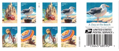 USPS A Day at the Beach Forever Stamps, 20 Postage Stamps (FOR-DAYBEACH-20)