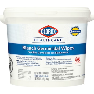 Clorox Healthcare Bleach Germicidal Wipes, 110 Count Pail (30358)