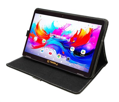 LINSAY F10 Series 10.1 Tablet, Wi-Fi, Octa Core, 256GB eMMC, Android 15, Black Leather Case (F10IPGBLACKPLUS)