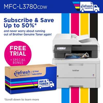 Brother MFC-L3780CDW Wireless Digital Color All-in-One, Laser Quality Output, Refresh Subscription Eligible