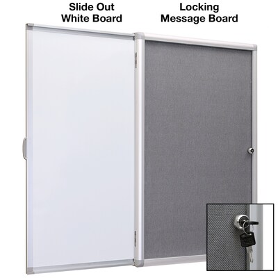 Enclosed Bulletin Board with Sliding Whiteboard, 36" x 24", Aluminum Frame (EGP-HD-0527)