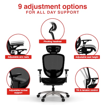 Staples Hyken Ergonomic Mesh Swivel Task Chair, Black (ST63137)