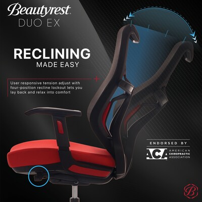 Beautyrest Duo-EX Ergonomic Mesh Swivel Computer Chair, Red (60051-RED)