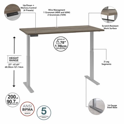 Bush Business Furniture Move 60 Series 27"-48" Adjustable Standing Desk, Modern Hickory/Cool Gray Metallic (M6S6030MHSK)