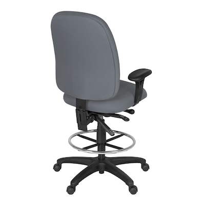 Regency Comfort Series Fabric Drafting Chair with Footrest and Lumbar Support, Grey (125-DK-GY)