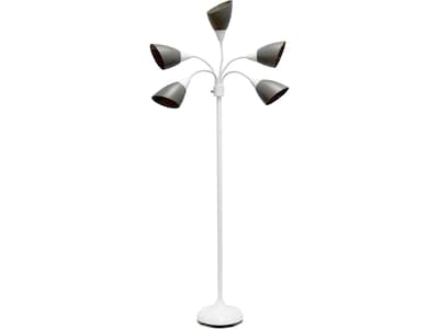 Simple Designs 67 White Metal Floor Lamp with 5 Adjustable Cone Shades (LF2006-GOW)