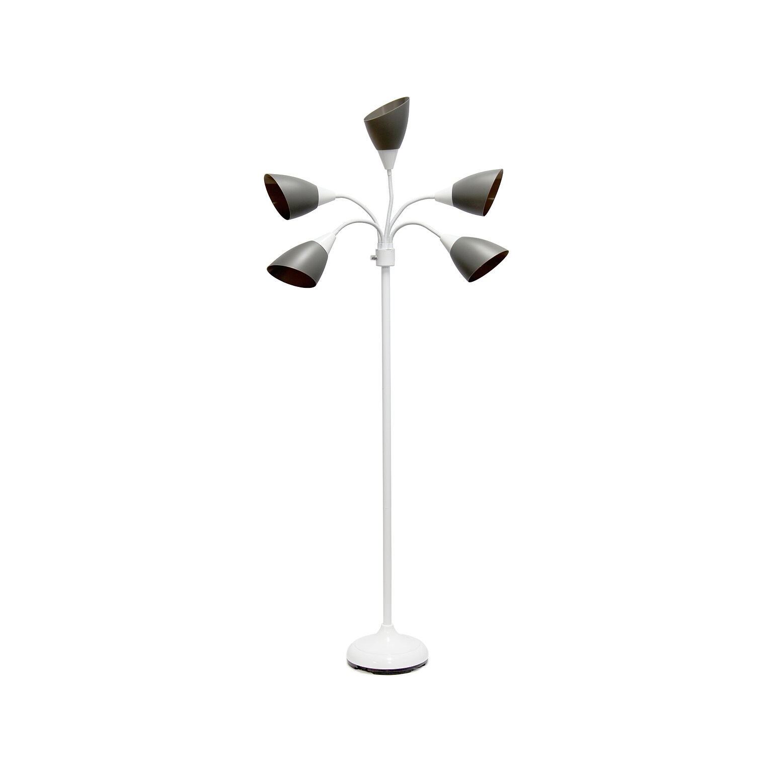 Simple Designs 67 White Metal Floor Lamp with 5 Adjustable Cone Shades (LF2006-GOW)