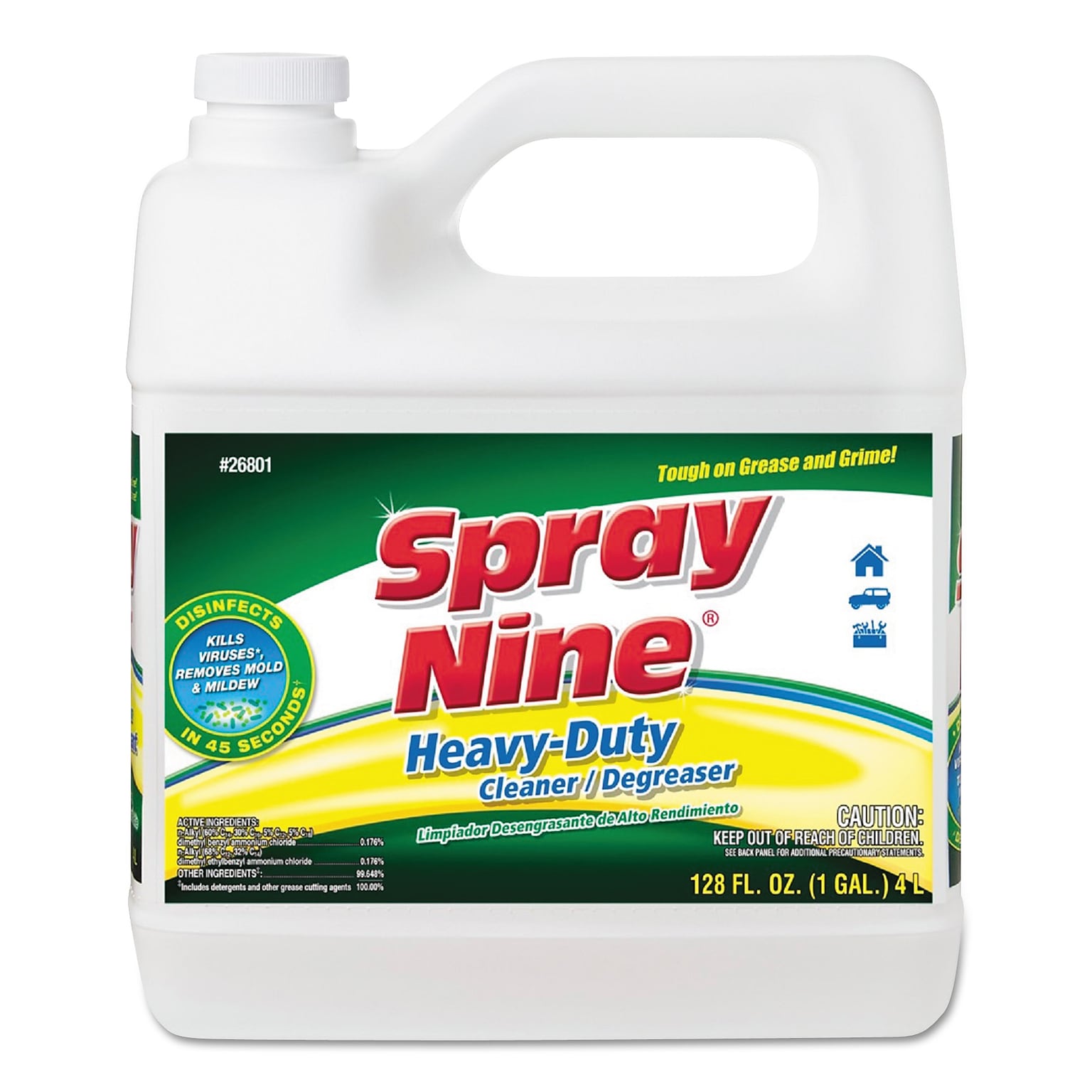 Spray Nine Heavy Duty Cleaner/Degreaser/Disinfectant, Citrus Scent, 1 gal. Bottle (ITW268014)