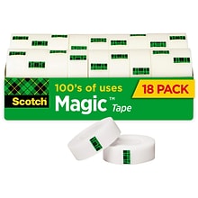 Scotch Magic Invisible Tape Refill, 3/4 x 27.77 yds., 1 Core, 18 Rolls/Pack (810K18CP)