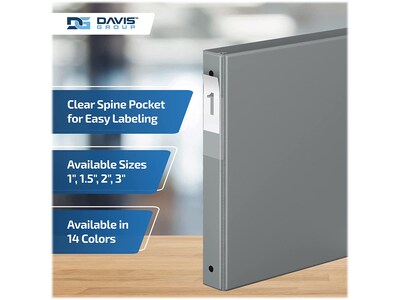 Davis Group Premium Economy 1" 3-Ring Non-View Binders, Gray, 6/Pack (2311-07-06)