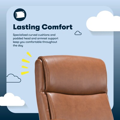 Serta Comfort Ergo Ergonomic Bonded Leather Swivel Executive Chair, Cognac (CCHR10016A)