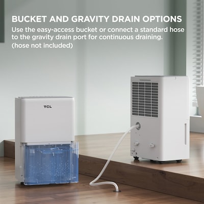 TCL 50-Pint Portable Dehumidifier, 3-Speed, Covers up to 4500 sq. ft., White (T50DC9R)