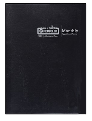 2027 House of Doolittle 8.5" x 11" Monthly Standard Planner, Faux Leather Cover, Black/Blue (26002-27)
