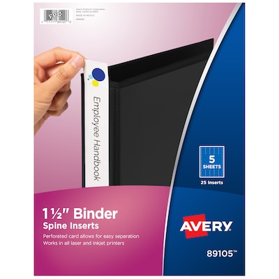 Avery Binder Spine Inserts, For 1-1/2 Inch Ring Binders, 25 Cardstock View Binder Spine ID Inserts (