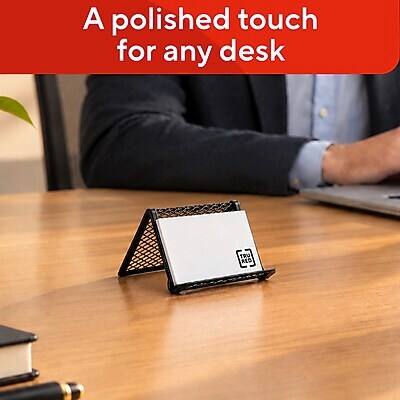 TRU RED Wire Mesh Business Card Holder, Single-Compartment, Matte Black – Desktop Organizer for Professional Card Display