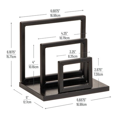 Mind Reader Metal Desk Organizer, Black (LET3WD-BLK)