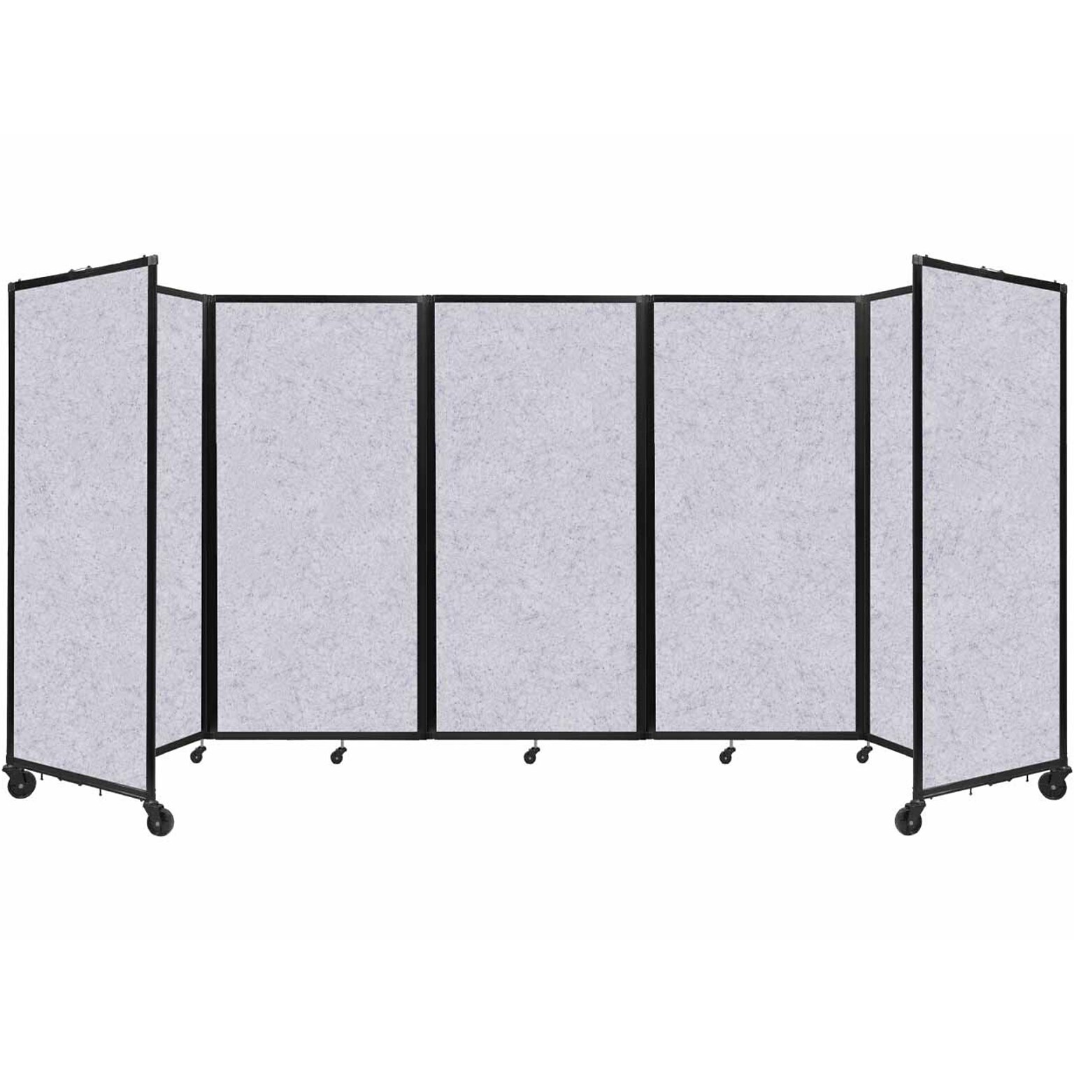 Versare The Room Divider 360 Freestanding Folding Portable Partition, 72H x 168W, Marble Gray SoundSorb Fabric (1932101)