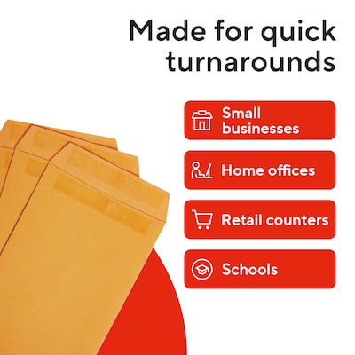 Staples 6 x 9 Self-Sealing Catalog Envelopes, Brown Kraft, Strong Peel & Seal Closure, Heavyweight Mailing Envelopes, 100/Box