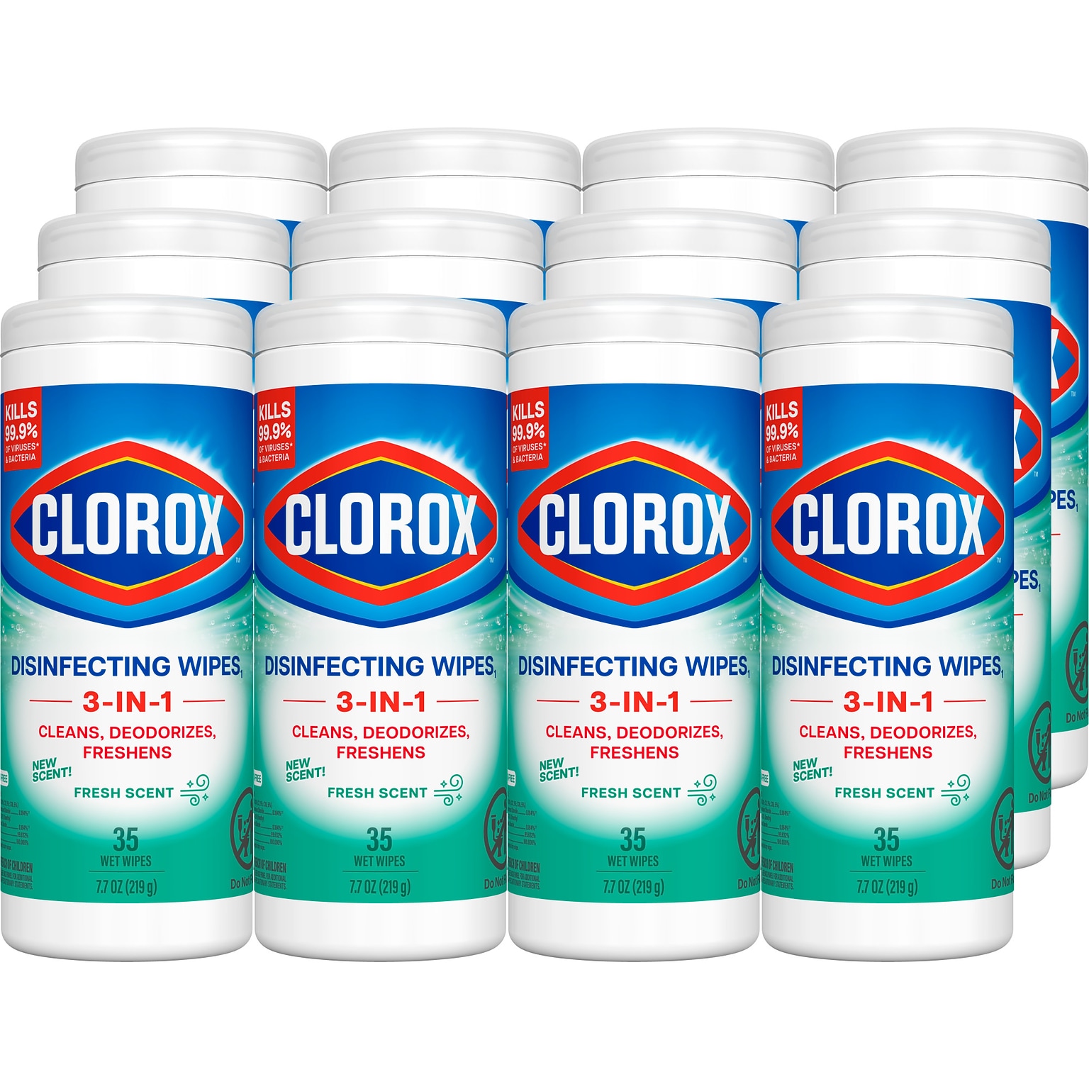 Clorox Disinfecting Wipes, Fresh Scent, 35 Wipes/Container, 12/Carton (01593CT)
