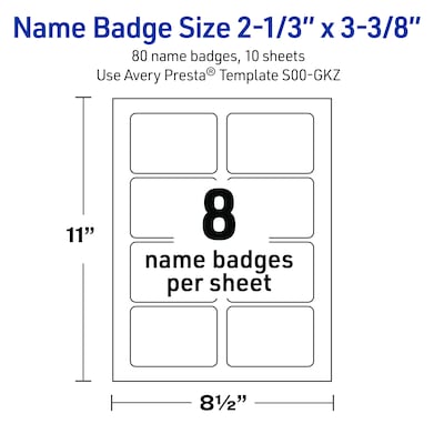 Avery Adhesive Name Tags, Pre-printed Purple & Silver Hello Design