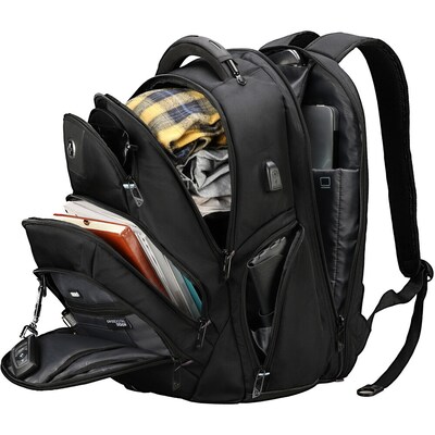 SwissDigital Pixel Pro Business Travel Laptop Backpack, Large, Black (SD1644FB-01)
