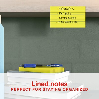Staples Sticky Notes, 3" x 5", Summer Breeze Collection, Lined, 100 Sheets/Pad, 6 Pads/Pack (ST62870)